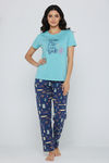 Zivame Farm Lore Knit Cotton Pyjama Set - Set Sail — thumbnail 1